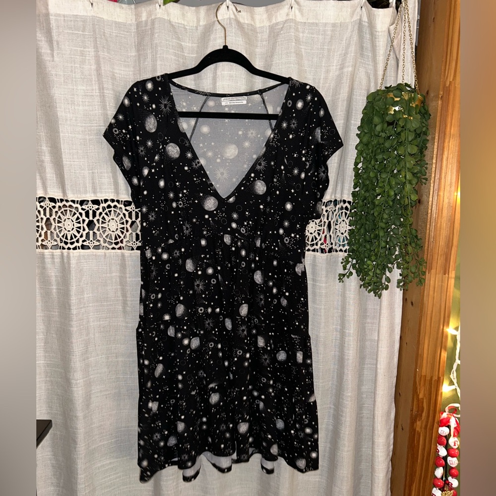 Black Celestial Print Dress